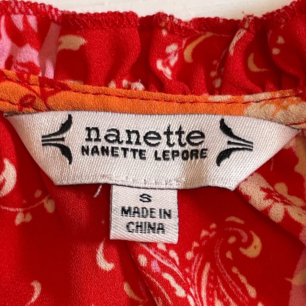 Nanette Lepore Patchwork Print Ruffle Sleeve Blou… - image 2